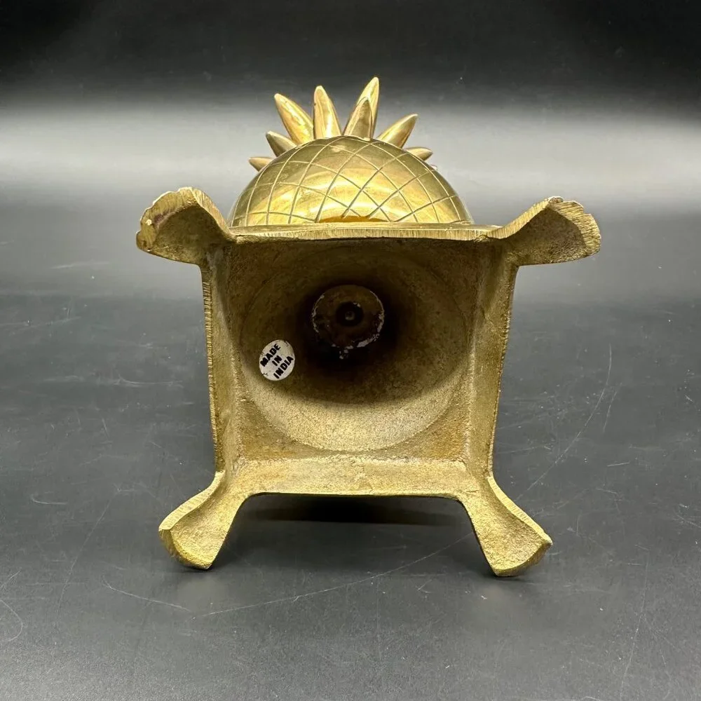 Vintage Brass Pineapple Candlestick Holder Statue Paw Feet Tropical Fruit Decor